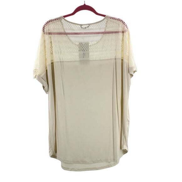 BLOOMCHIC 18-20 2X plus cream knit insert short sleeve tshirt top NWT  B119 - Picture 2 of 6